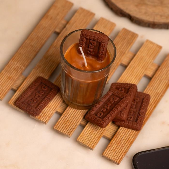 TEA GLASS CANDLE PARLE BISCUIT SCENTED PACK OF 1